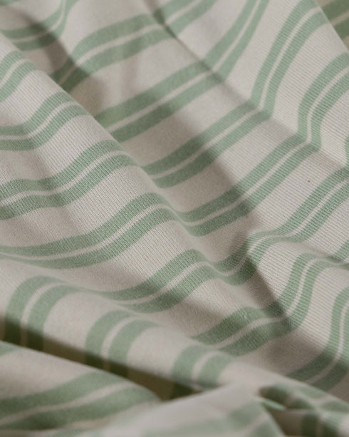 Ecru & Green Stripes Cotton Jersey