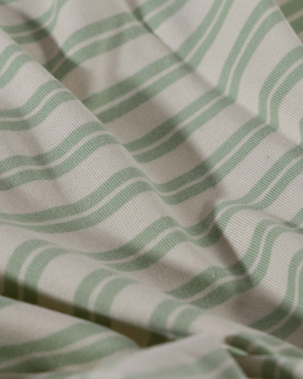 Ecru & Green Stripes Cotton Jersey