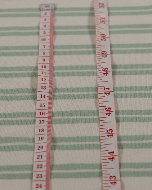 Ecru & Green Stripes Cotton Jersey