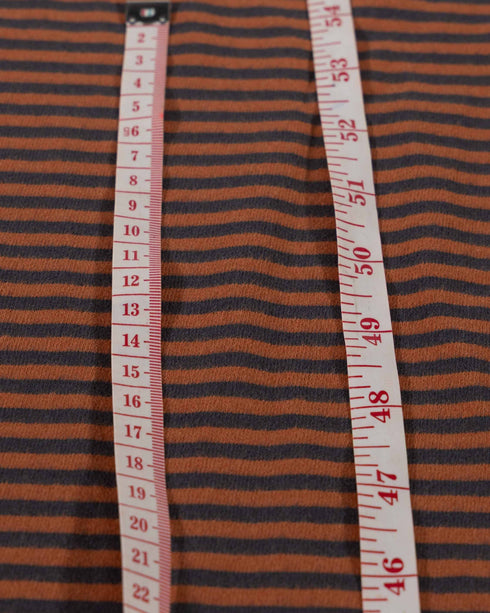 Rust & Grey Thin Stripes Cotton Jersey