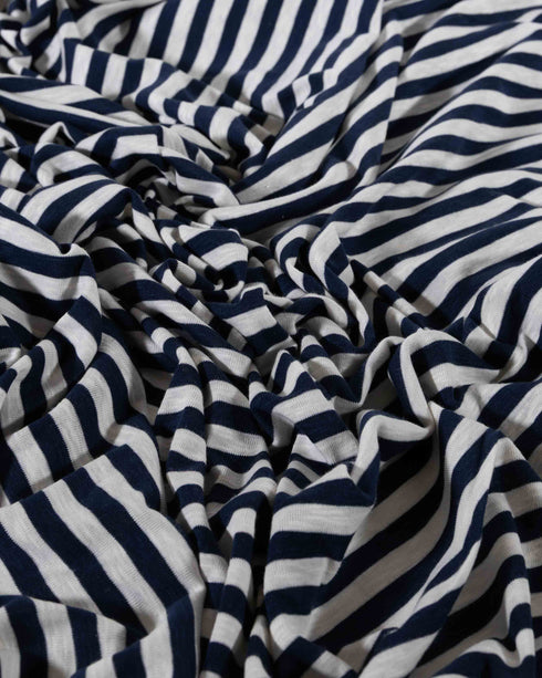 Navy & White Rib Stripe Cotton Jersey