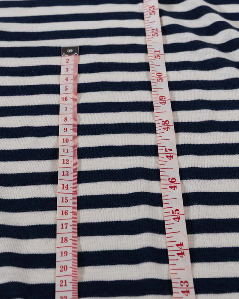 Navy & White Rib Stripe Cotton Jersey