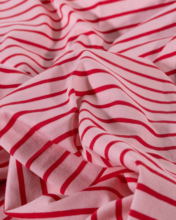 Pink Red Stripes Organic Cotton Jersey (extra wide)