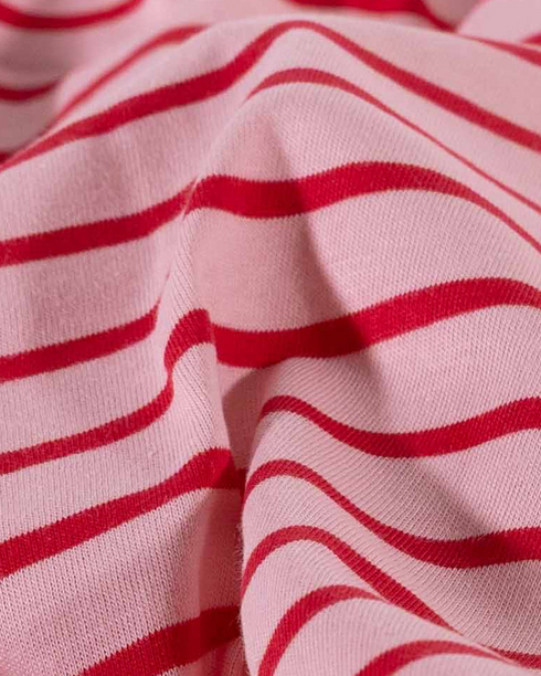 Pink Red Diagonal Stripe Organic Cotton Jersey (extra wide)