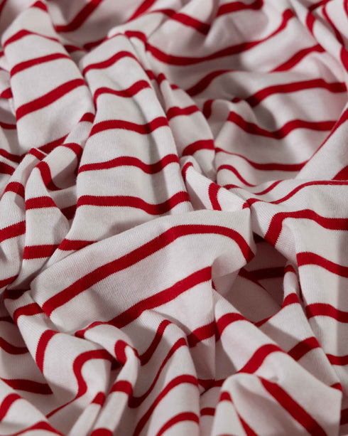 Red & White Stripes Organic Cotton Jersey (extra wide)