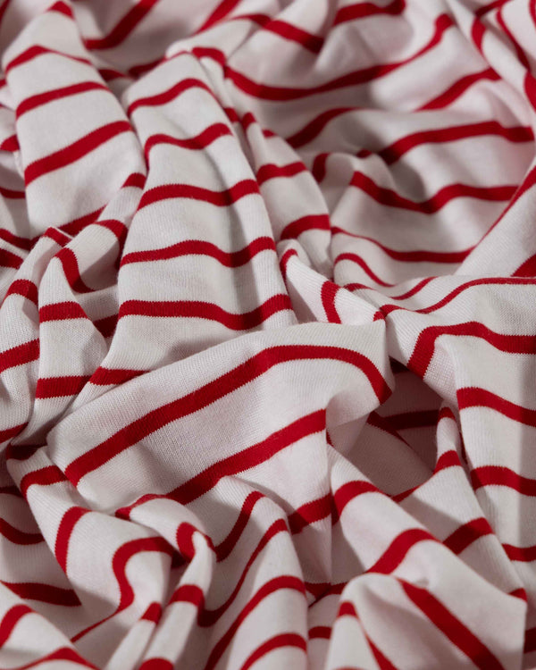 Red & White Stripes Organic Cotton Jersey (extra wide)