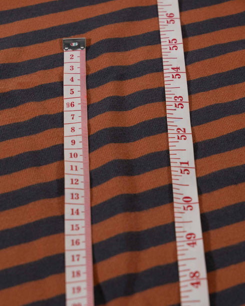Rust & Grey Thick Stripes Organic Cotton Jersey