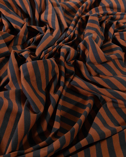Rust & Grey Thick Stripes Organic Cotton Jersey