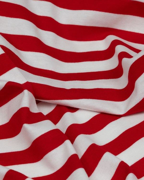 Red & White Diagonal Stripe Cotton Jersey (extra wide)
