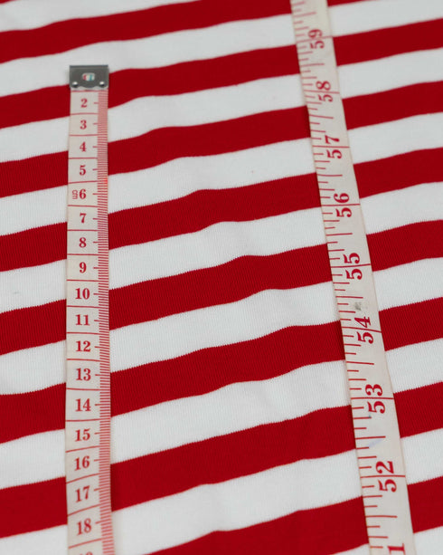Red & White Diagonal Stripe Cotton Jersey (extra wide)