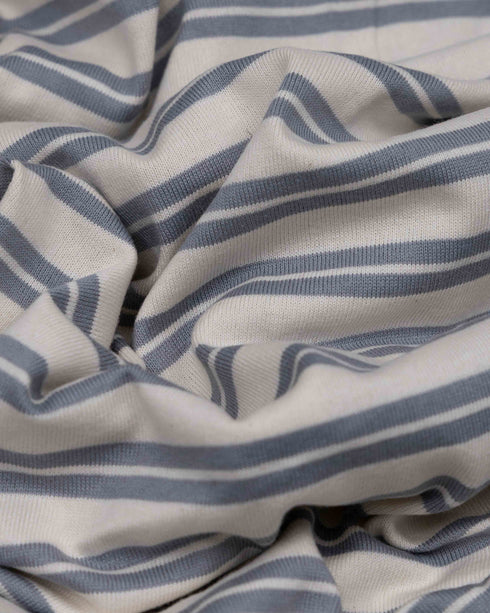 Grey & Warm White Stripe Cotton Jersey
