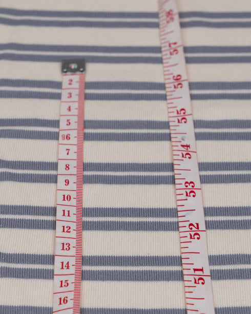 Grey & Warm White Stripe Cotton Jersey