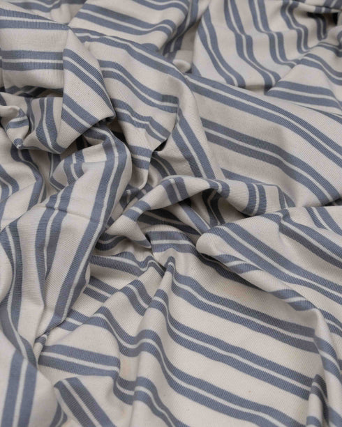 Grey & Warm White Stripe Cotton Jersey