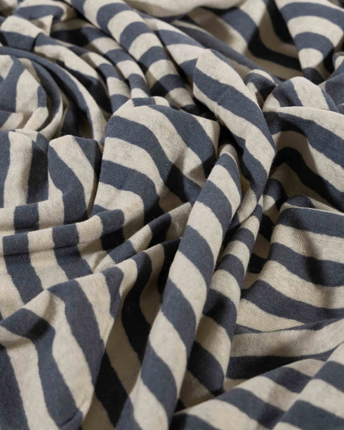 Ecru & Grey Diagonal Stripe Organic Cotton & Linen Jersey