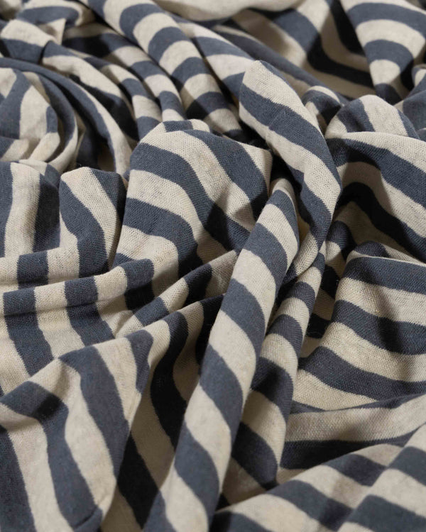 Ecru & Grey Diagonal Stripe Organic Cotton & Linen Jersey