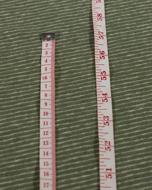 Muted Green Stripe Organic Cotton & Linen Jersey