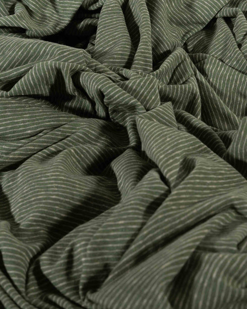 Muted Green Stripe Organic Cotton & Linen Jersey