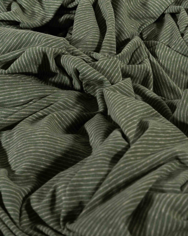 Muted Green Stripe Organic Cotton & Linen Jersey