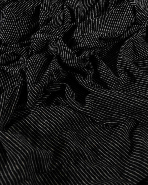 Black & White Diagonal Stripe Cotton & Linen Jersey