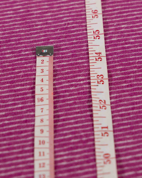 Magenta & White Diagonal Stripe Organic Cotton & Linen Jersey