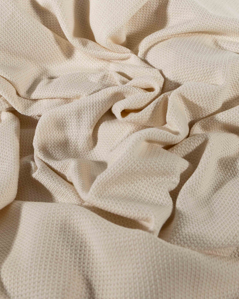 Ivory Textured Pique Cotton Jersey (extra wide)