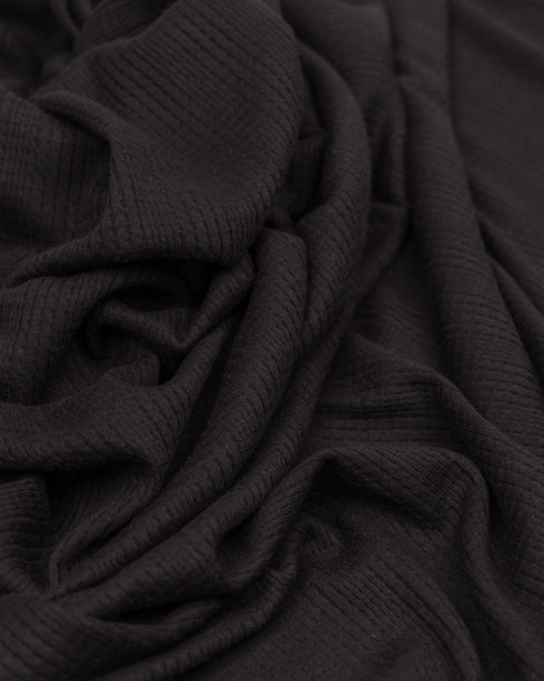 Black Rib Textured cotton jersey