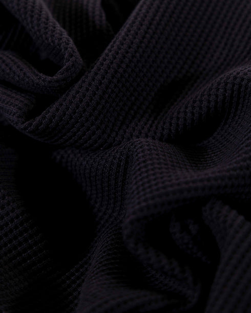 Black Waffle Cotton Double Knit Jersey