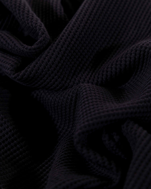 Black Waffle Cotton Double Knit Jersey