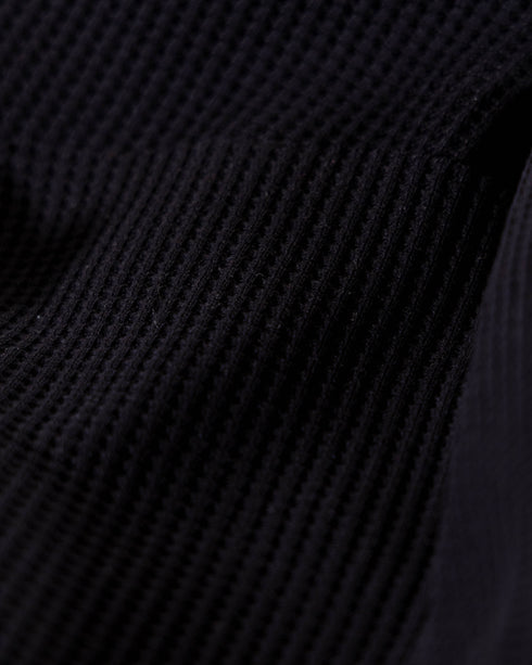 Black Waffle Cotton Double Knit Jersey