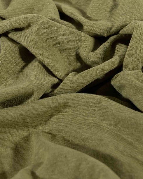 Olive Green Cotton & Linen Jersey