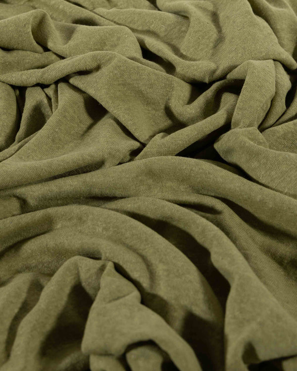 Olive Green Cotton & Linen Jersey