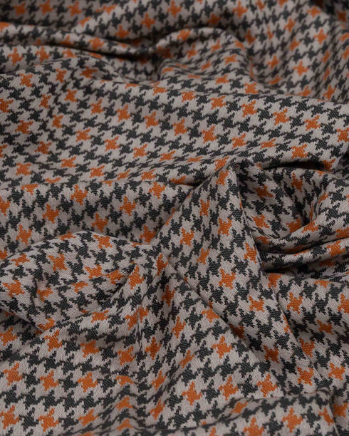 Orange & Grey Houndstooth cotton
