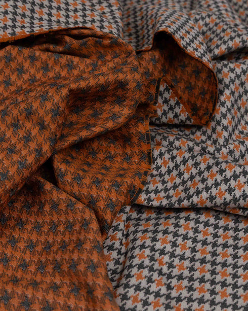 Orange & Grey Houndstooth cotton