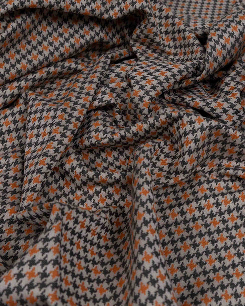 Orange & Grey Houndstooth cotton