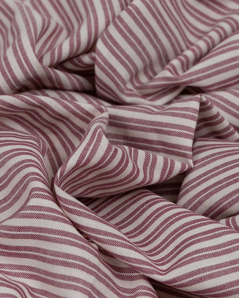 White & Burgundy Stripe cotton