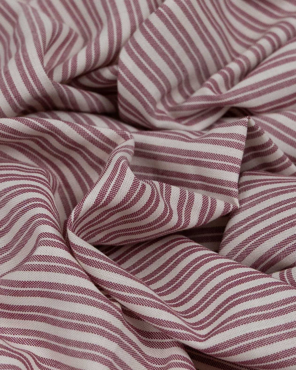 White & Burgundy Stripe cotton