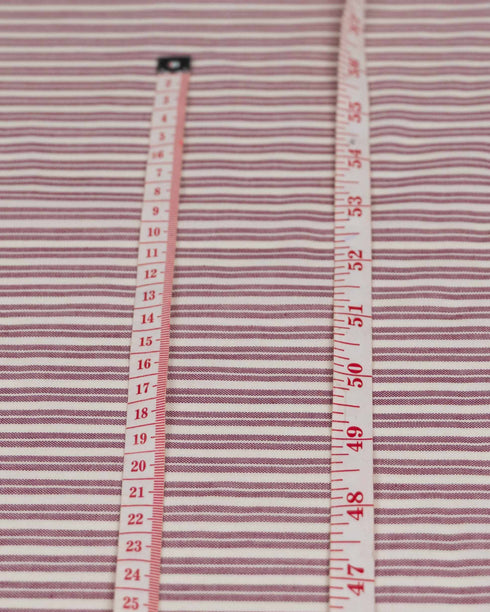 White & Burgundy Stripe cotton