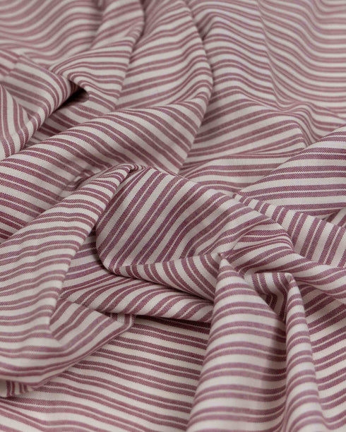 White & Burgundy Stripe cotton